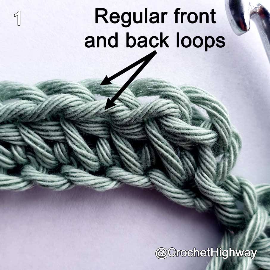 Back third loop of the HDC - CrochetHighway