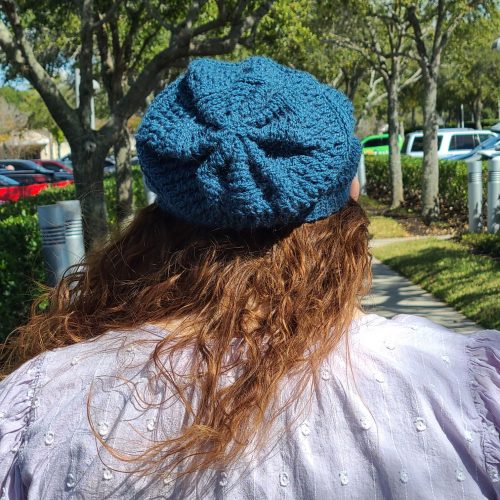 Crochet blueberry beanie with leaves Stretchy, cute, - Depop